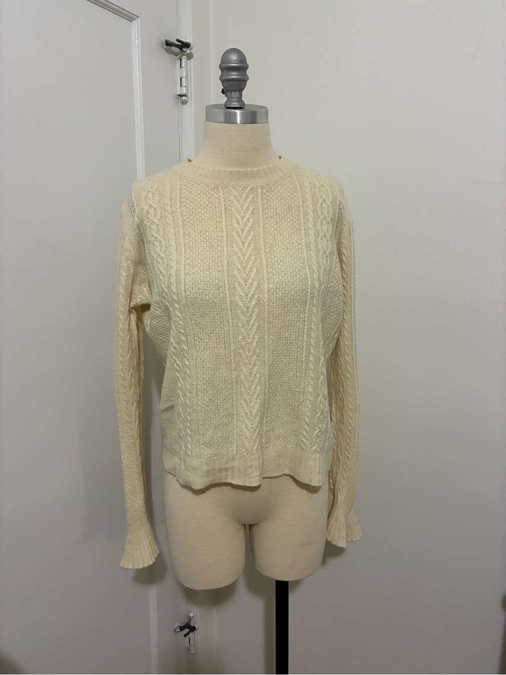 J. Crew Cream Cable-Knit Crewneck Sweater